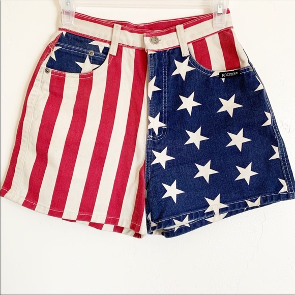 Rockies Pants - Vintage Rockies American Flag High Waist Shorts
